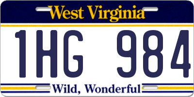 WV license plate 1HG984