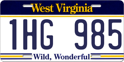 WV license plate 1HG985