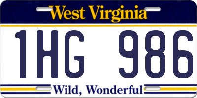 WV license plate 1HG986