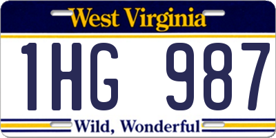 WV license plate 1HG987