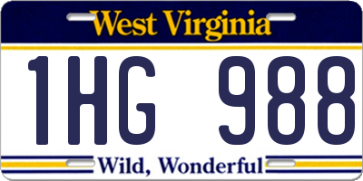 WV license plate 1HG988