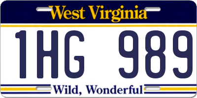 WV license plate 1HG989