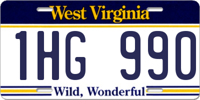 WV license plate 1HG990