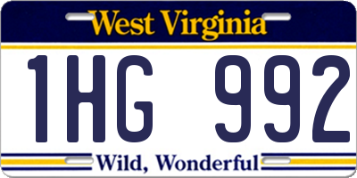 WV license plate 1HG992