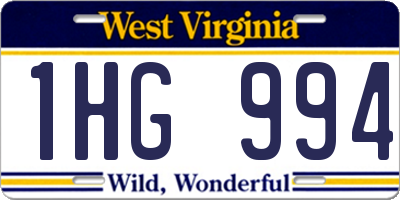 WV license plate 1HG994