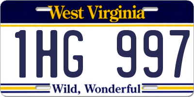 WV license plate 1HG997