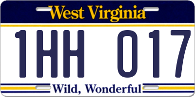 WV license plate 1HH017