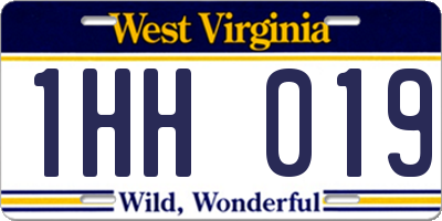 WV license plate 1HH019