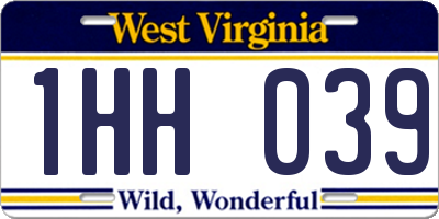 WV license plate 1HH039