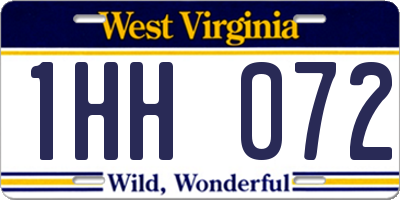 WV license plate 1HH072
