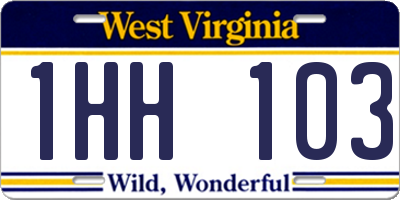 WV license plate 1HH103