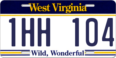 WV license plate 1HH104