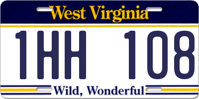 WV license plate 1HH108