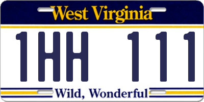 WV license plate 1HH111