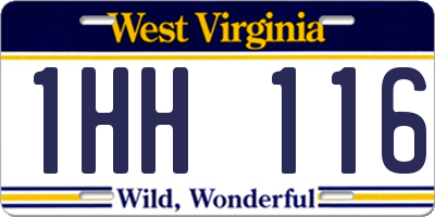 WV license plate 1HH116