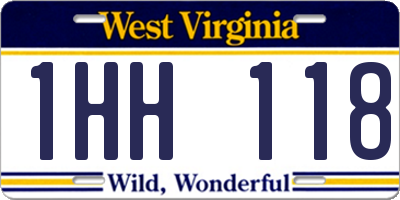 WV license plate 1HH118