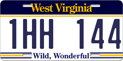 WV license plate 1HH144