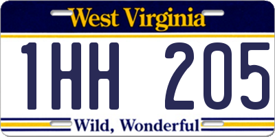 WV license plate 1HH205