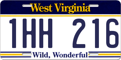 WV license plate 1HH216