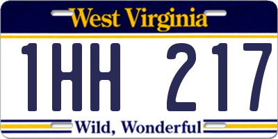WV license plate 1HH217