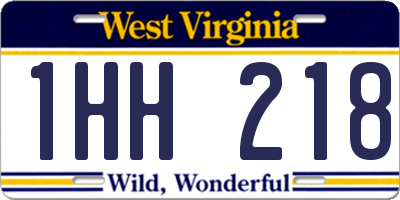 WV license plate 1HH218