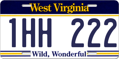 WV license plate 1HH222