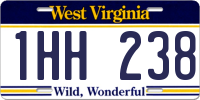 WV license plate 1HH238
