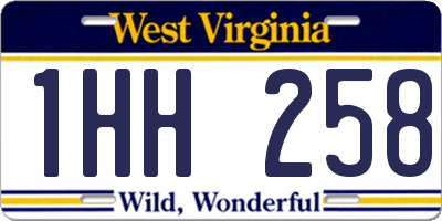WV license plate 1HH258