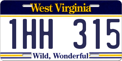 WV license plate 1HH315