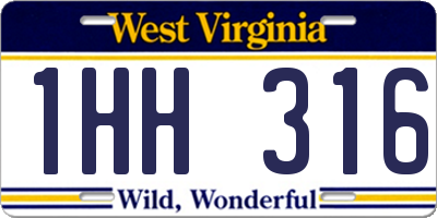 WV license plate 1HH316