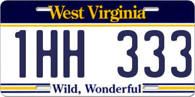 WV license plate 1HH333