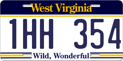 WV license plate 1HH354