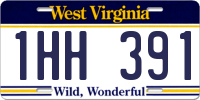 WV license plate 1HH391