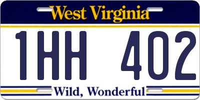 WV license plate 1HH402