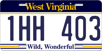 WV license plate 1HH403