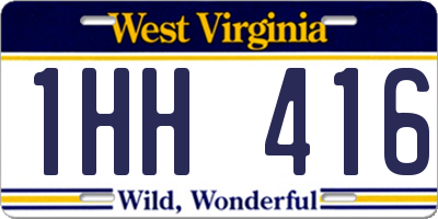 WV license plate 1HH416