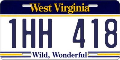 WV license plate 1HH418