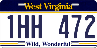 WV license plate 1HH472
