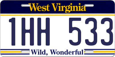 WV license plate 1HH533