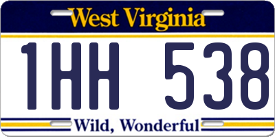 WV license plate 1HH538