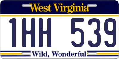 WV license plate 1HH539