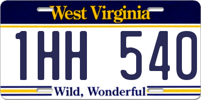 WV license plate 1HH540