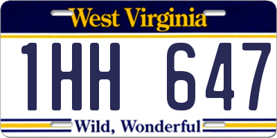 WV license plate 1HH647