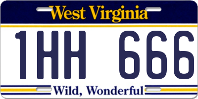 WV license plate 1HH666