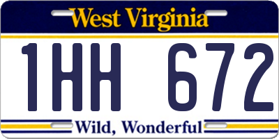 WV license plate 1HH672