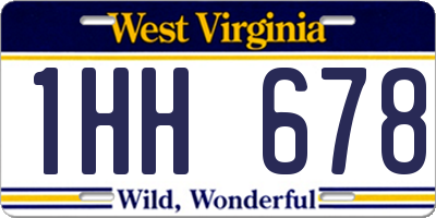WV license plate 1HH678