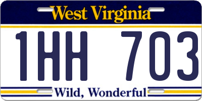 WV license plate 1HH703