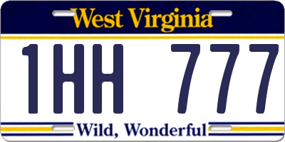 WV license plate 1HH777