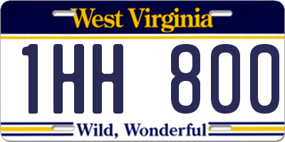 WV license plate 1HH800