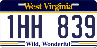 WV license plate 1HH839